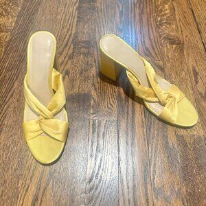 RARE Reformation Elyse Satin Heels in Yellow Gold